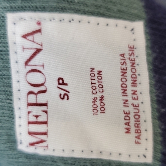 Merona Sweater Womens Size S Petite green block green blue 100% cotton - Picture 5 of 8